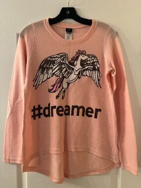 Stranded Pink “#dreamer” Unicorn Sweater – Size M